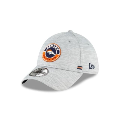 Grey Denver Broncos Hat - New Era NFL Official NFL Fall Sideline 39THIRTY Stretch Fit Caps USA5760931